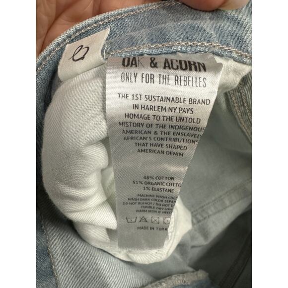 Oak & Acorn Jeans Women 34 Light Wash Loose Fit Organic Cotton Ankle High Rise - Picture 8 of 9